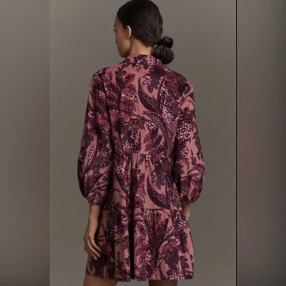 Anthropologie The Bettina Corduroy Tiered Mini Shirt Dress by Maeve. Size M - Picture 11 of 11